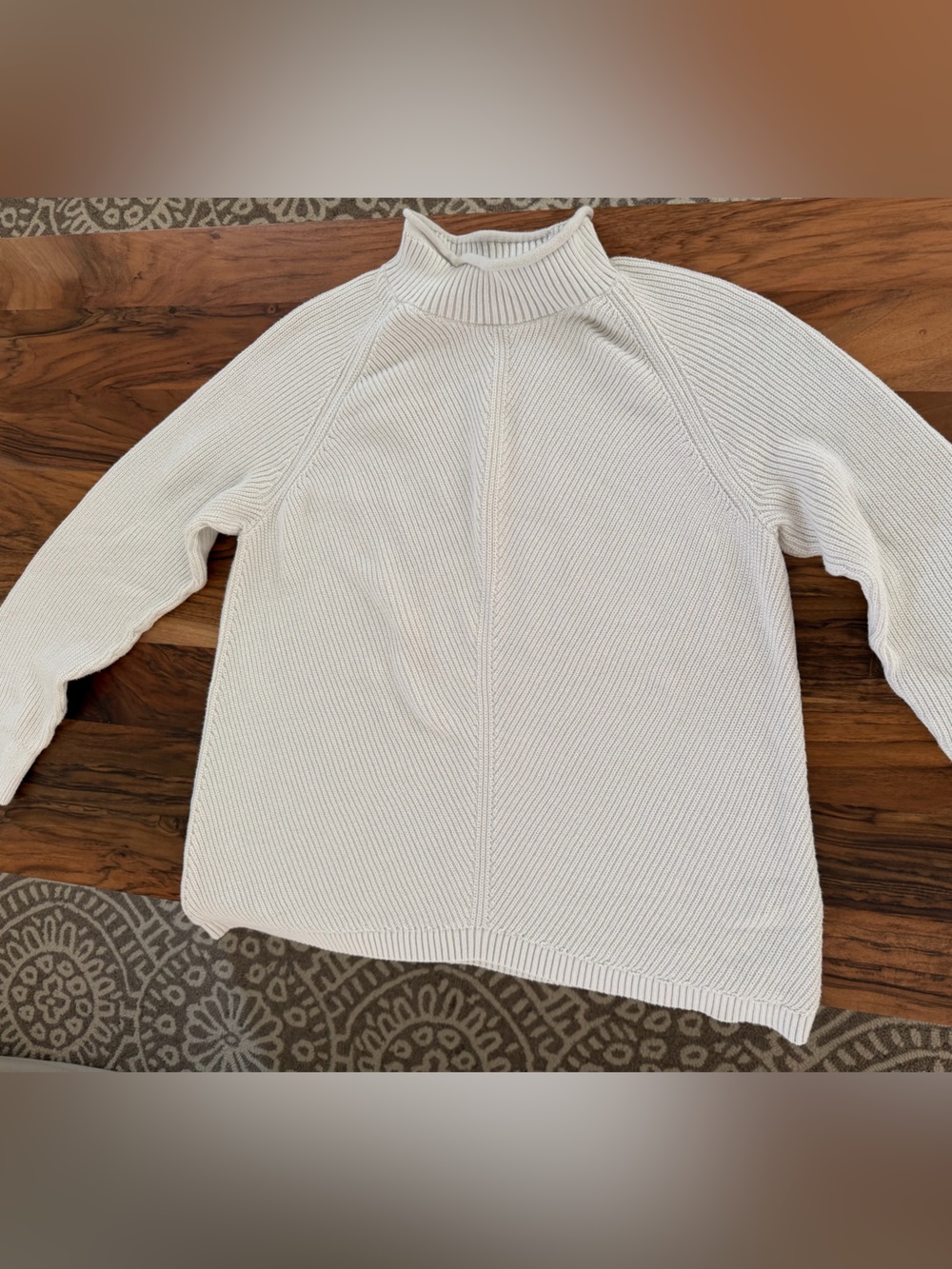 L.L. Bean Cream Ribbed Roll Neck Sweater